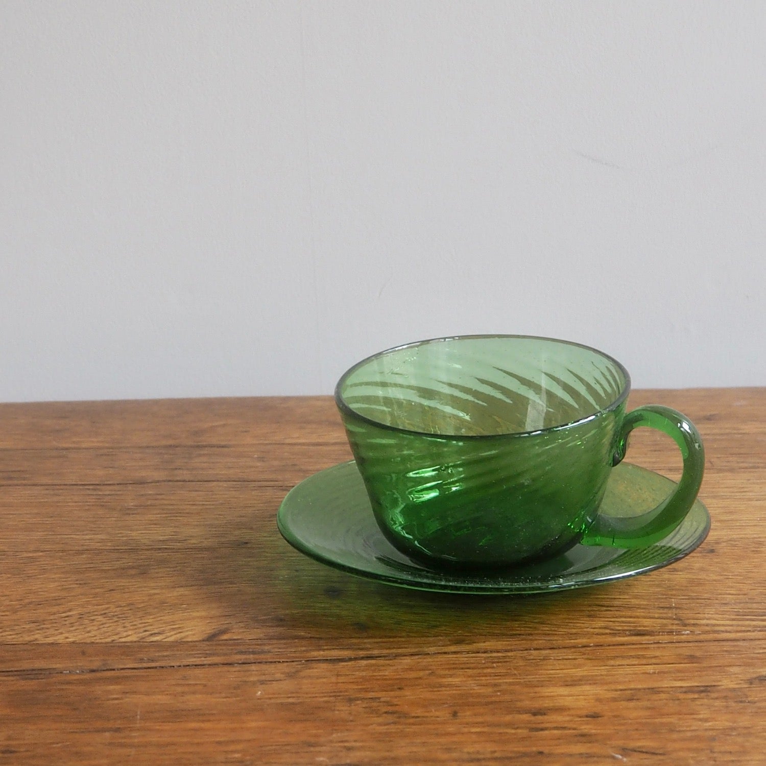 80’s VINTAGE MEXICO-GLASS／CUP&SAUCER-GREEN